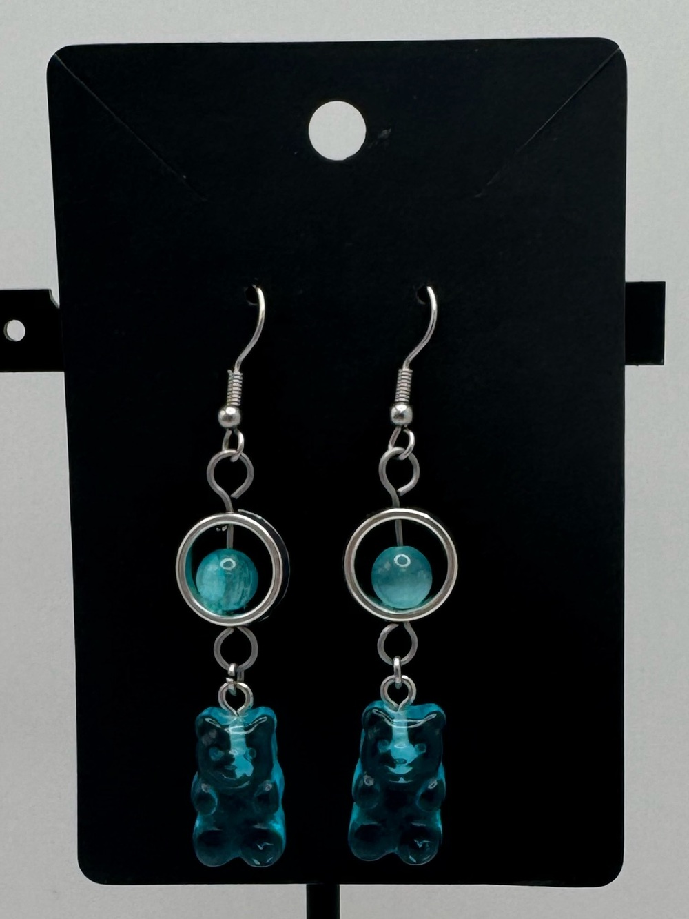 Teal Gummy Bear Dangle Earrings